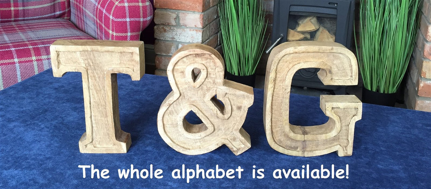 Hand Carved Wooden Embossed Letter B Willow and Wine