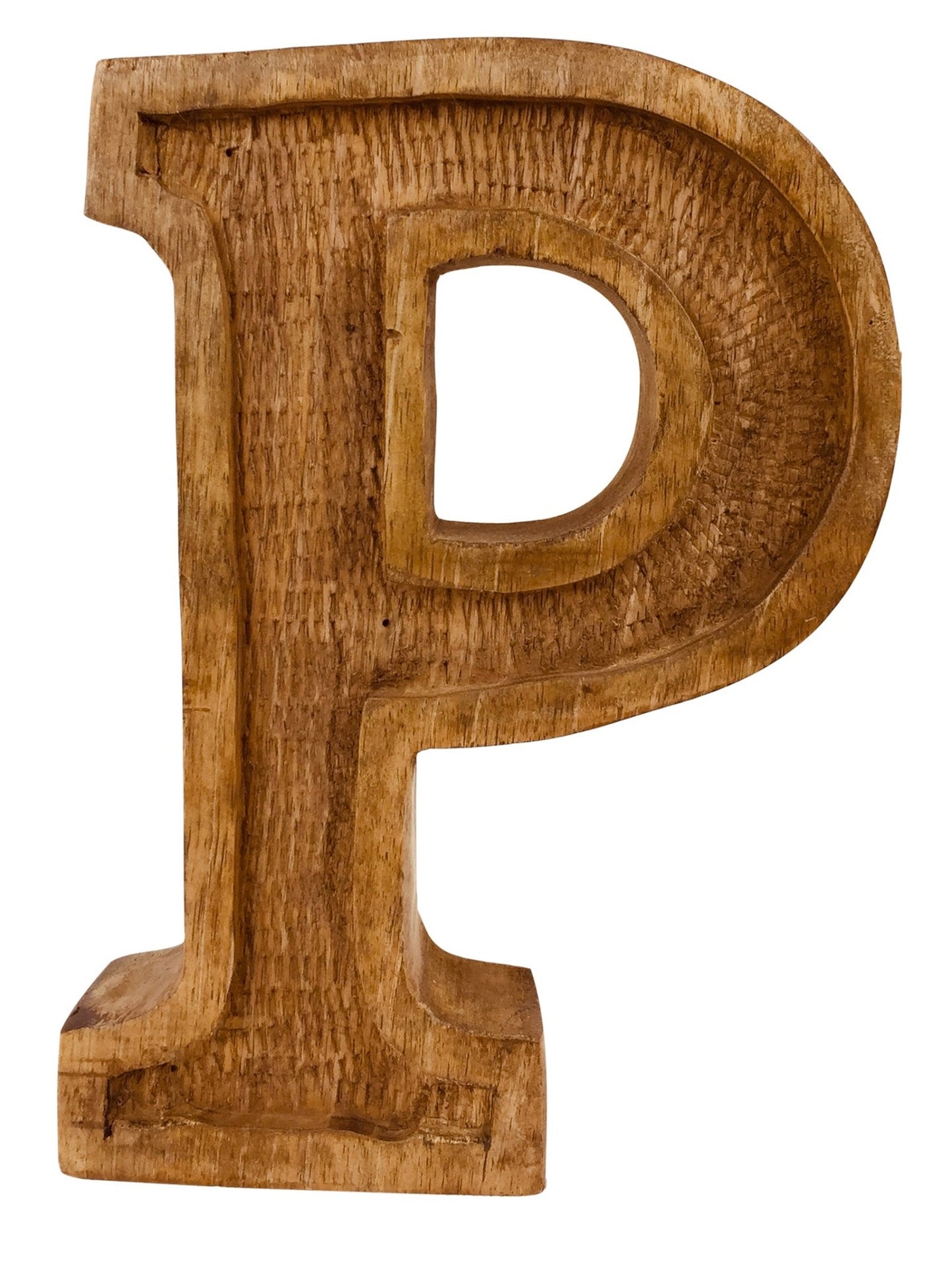 Hand Carved Wooden Embossed Letter P Willow and Wine
