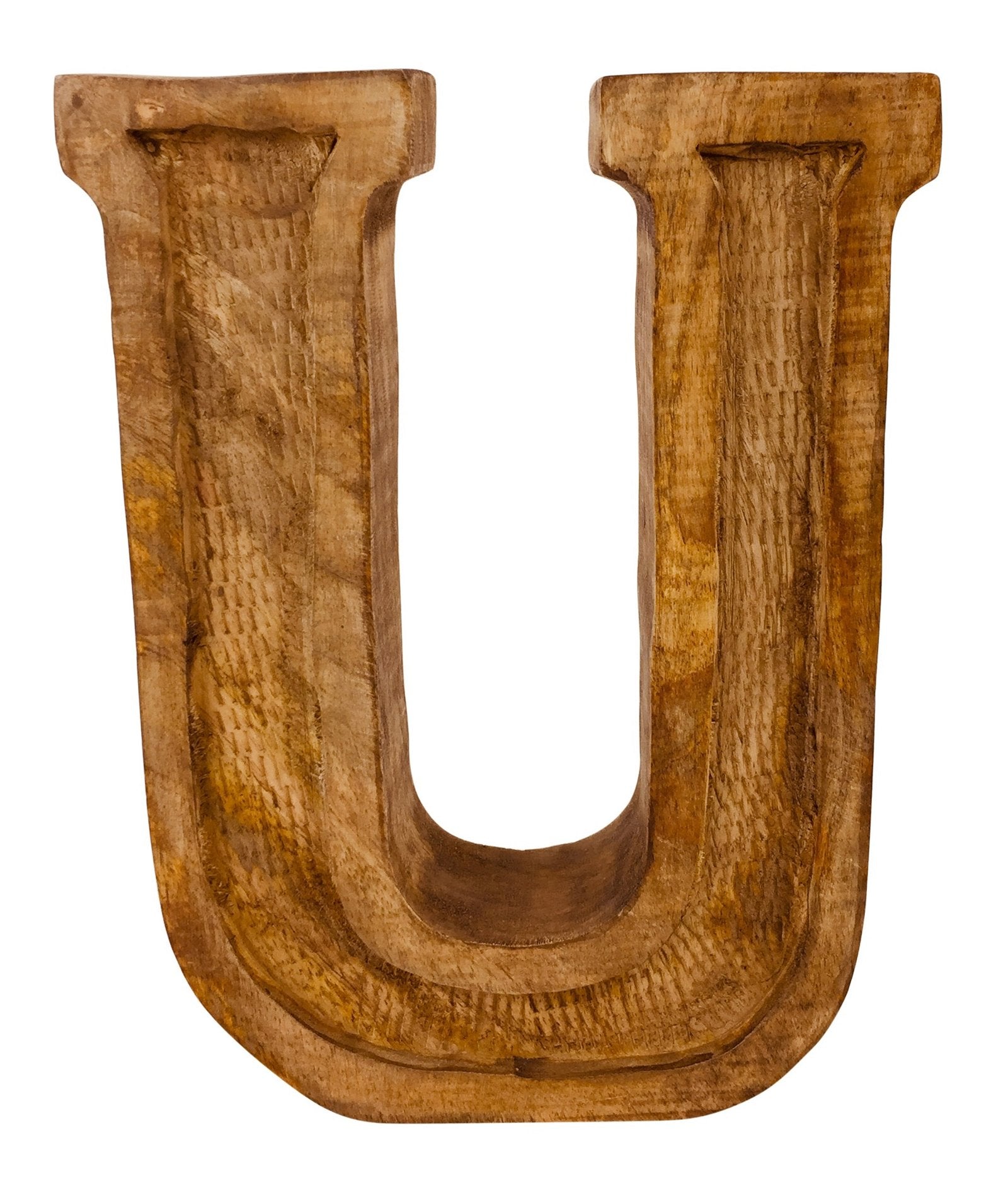 Hand Carved Wooden Embossed Letter U Willow and Wine