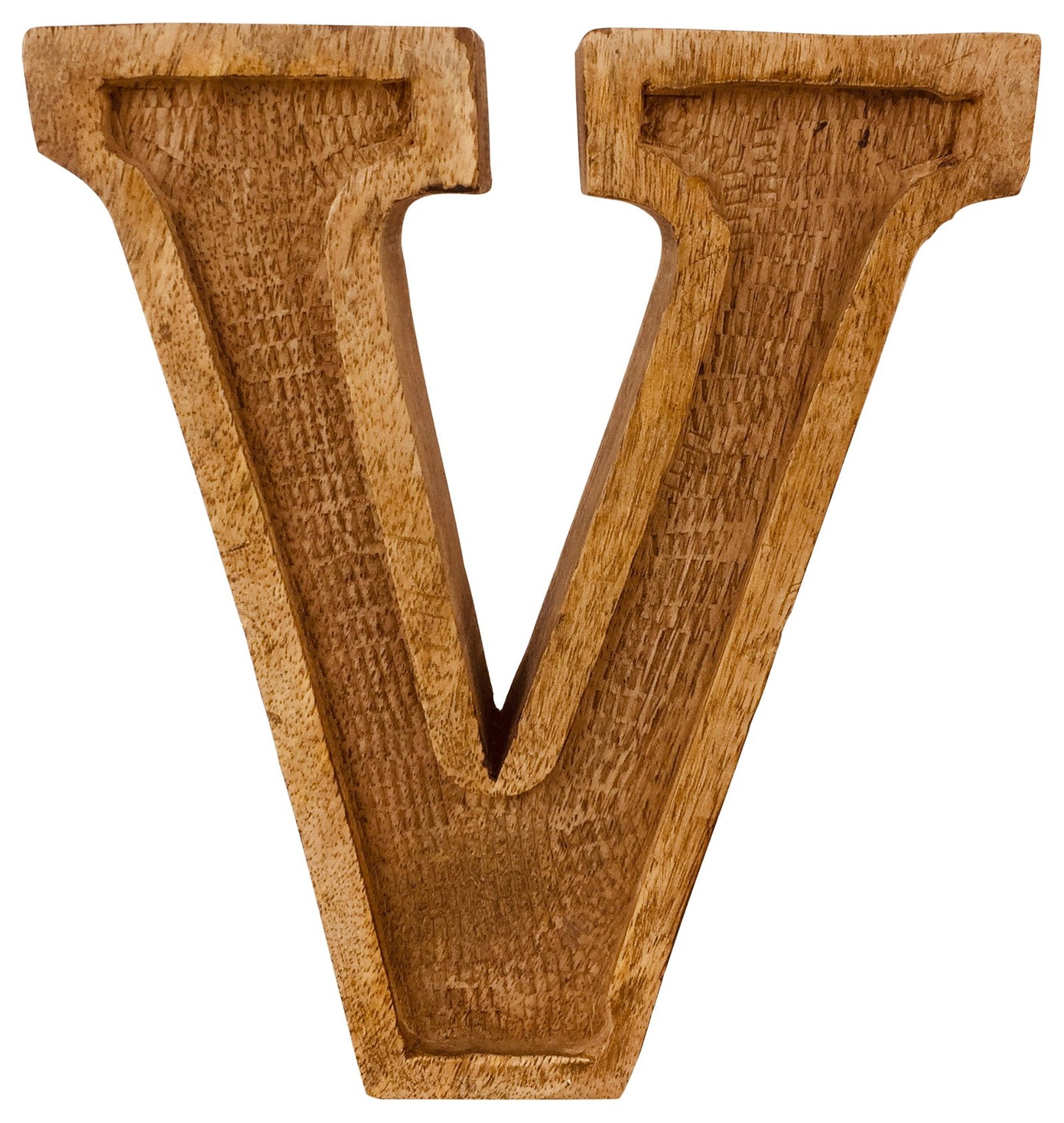 Hand Carved Wooden Embossed Letter V Willow and Wine