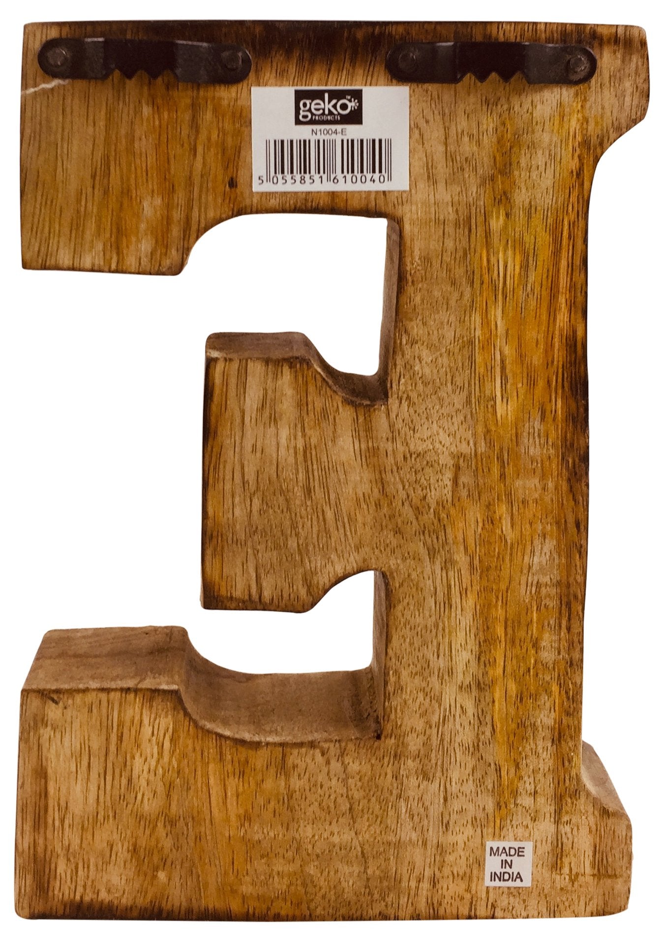 Hand Carved Wooden Geometric Letter E Willow and Wine