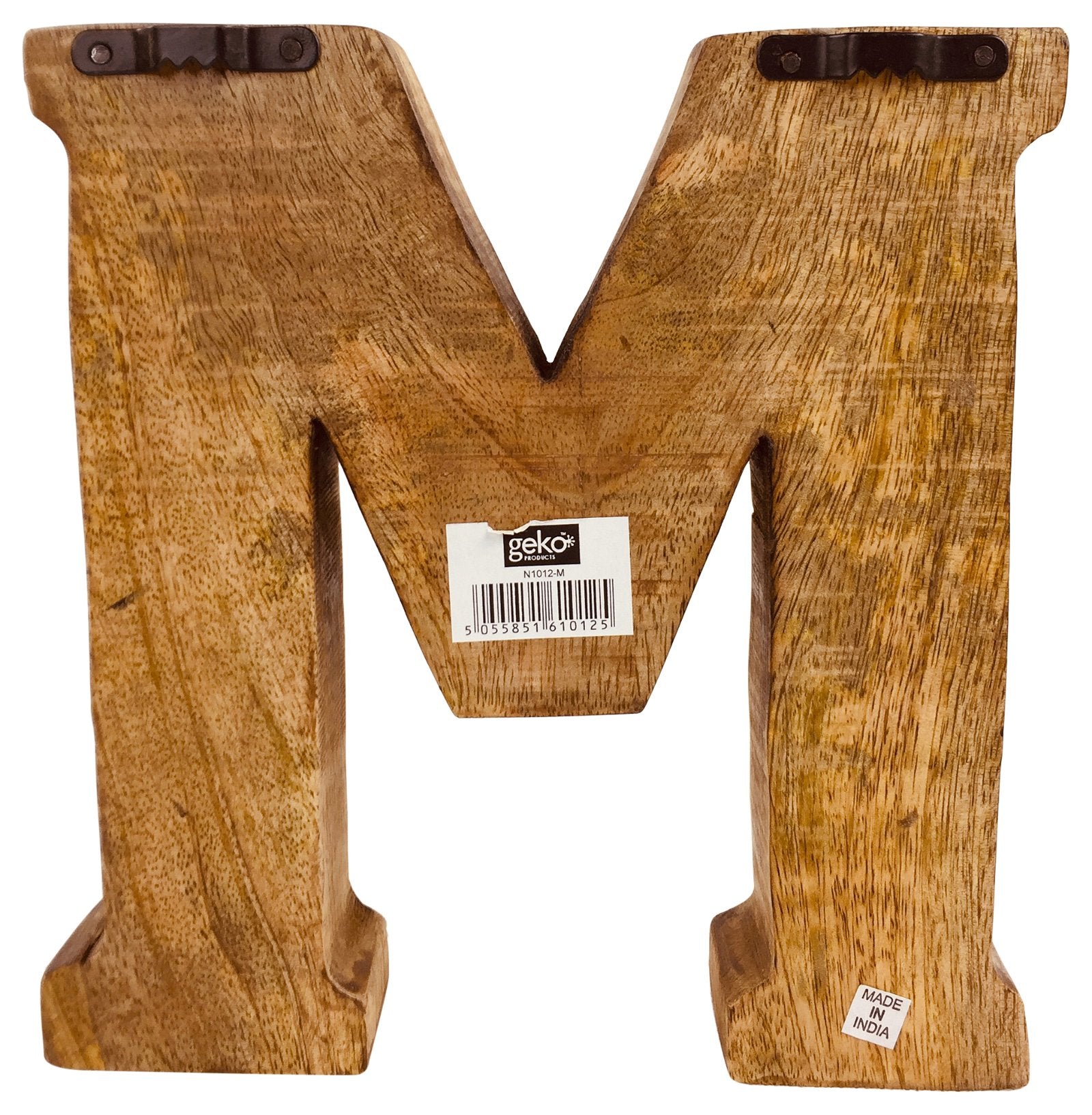 Hand Carved Wooden Geometric Letter M Willow and Wine