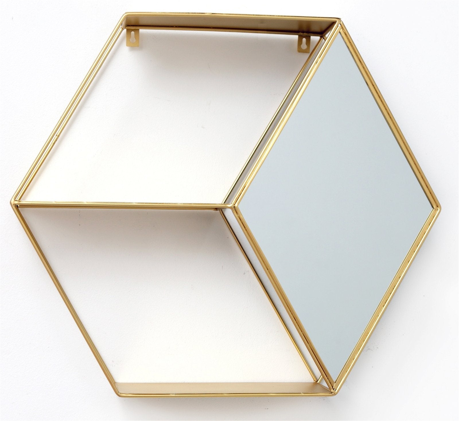 Hexagon Golden Mirror Unit Willow and Wine