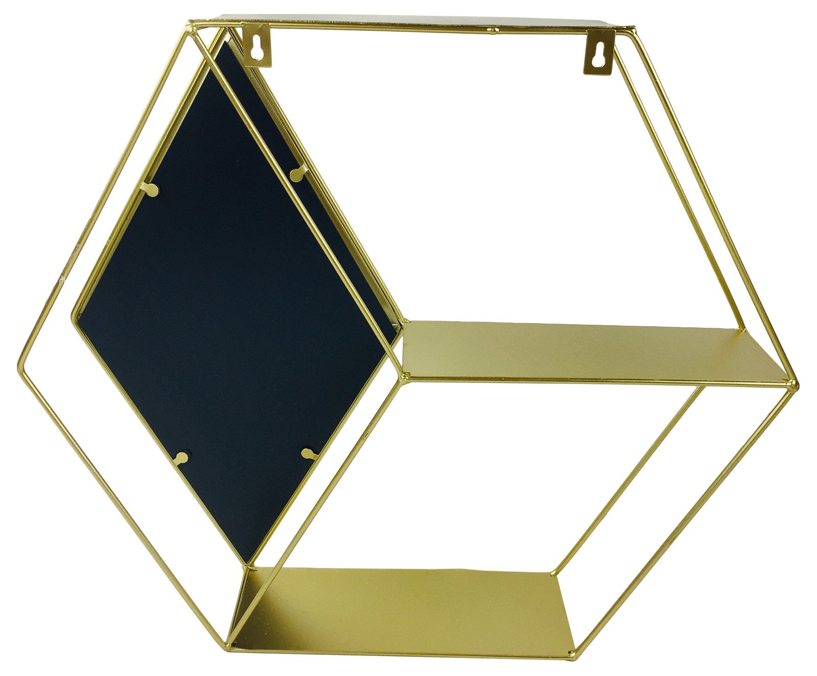 Hexagon Golden Mirror Unit Willow and Wine