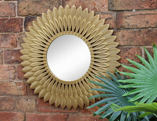 Large Gold Feather Design Mirror Willow and Wine