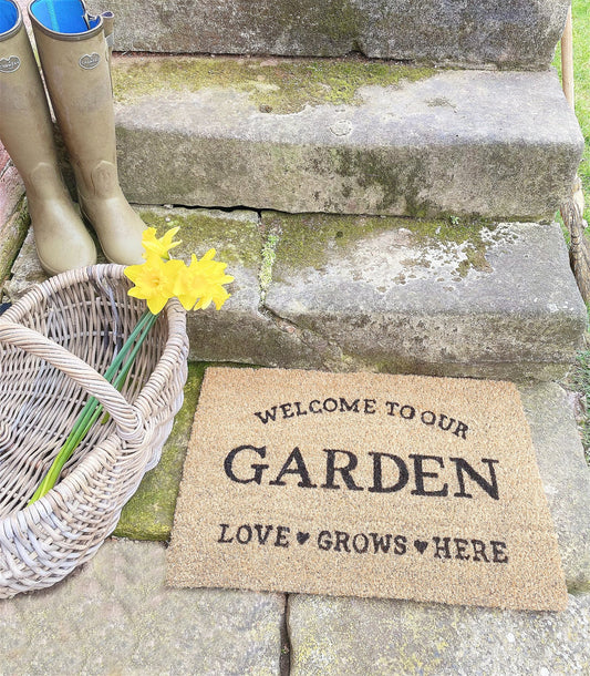 Love Grows Here Potting Shed Doormat Willow and Wine