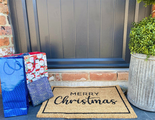 Merry Christmas Doormat 60x40cm Willow and Wine