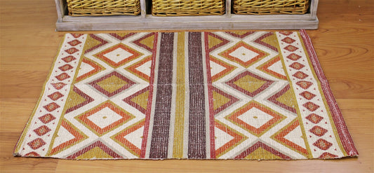 Moroccan Inspired Kasbah Rug, Diamonds and Stripes, 60x90cm Willow and Wine