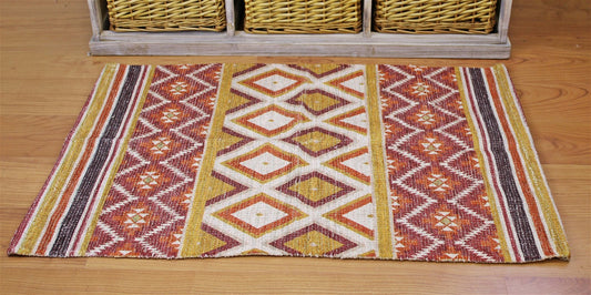 Moroccan Inspired Kasbah Rug, Diamonds and Zig Zags, 60x90cm Willow and Wine
