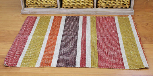 Moroccan Inspired Kasbah Rug, Striped Design, 60x90cm Willow and Wine