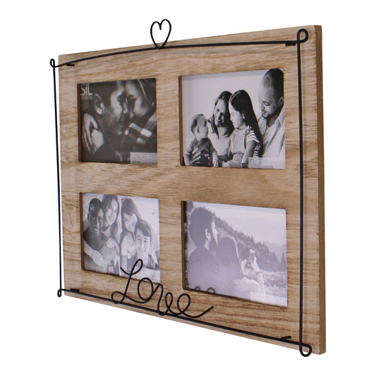 Multi Photo Frame, Holds 4 Photos, Love Design Willow and Wine