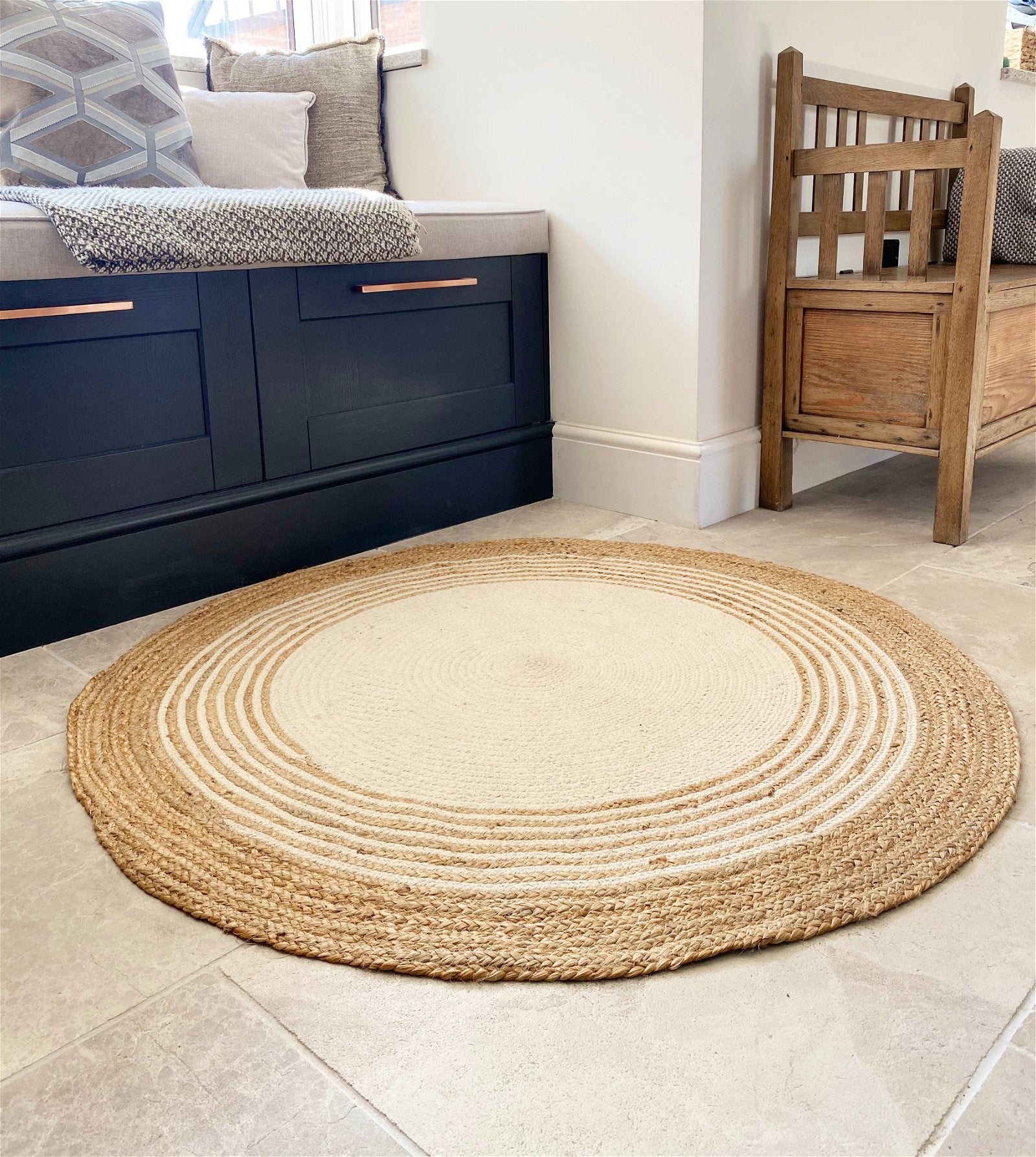 Round Cotton Braided Rug Willow and Wine