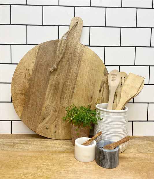 Round Wooden Chopping Board Willow and Wine