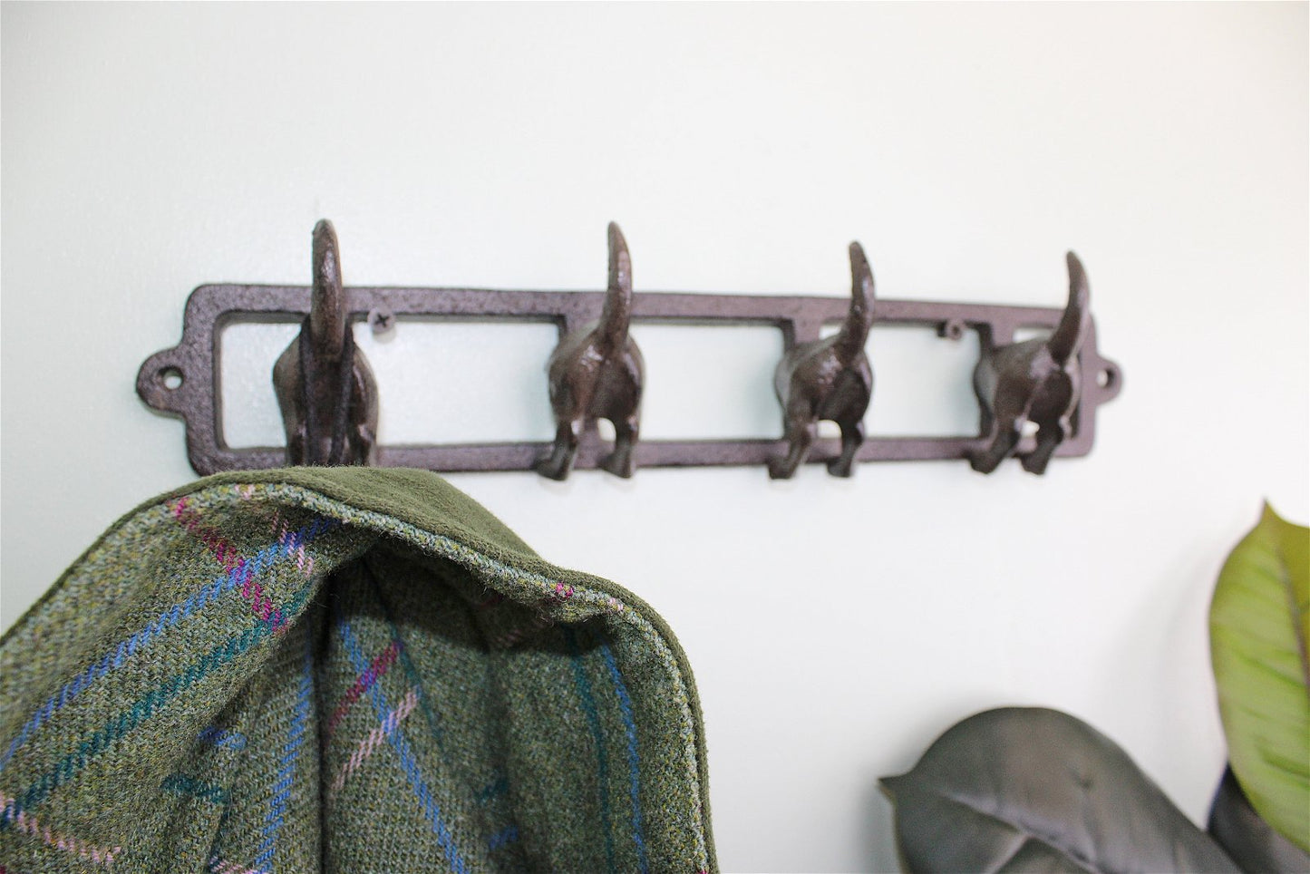 Rustic Cast Iron Wall Hooks, Dogs Tail Willow and Wine