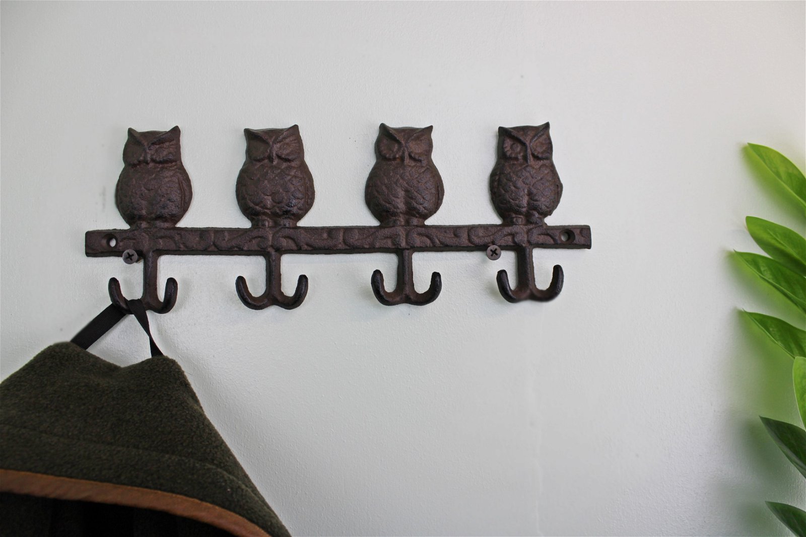 Rustic Cast Iron Wall Hooks, Owls Willow and Wine