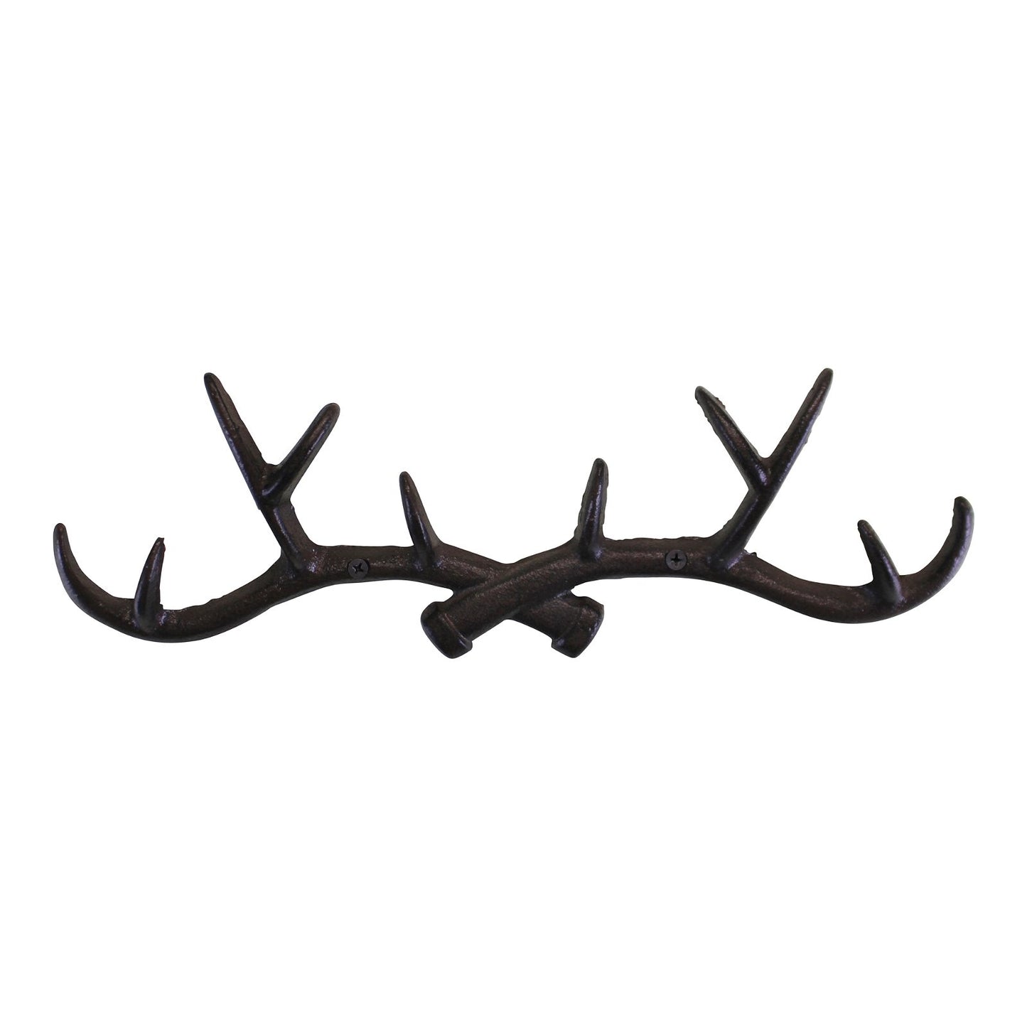 Rustic Cast Iron Wall Hooks, Stag Antlers, Large Willow and Wine