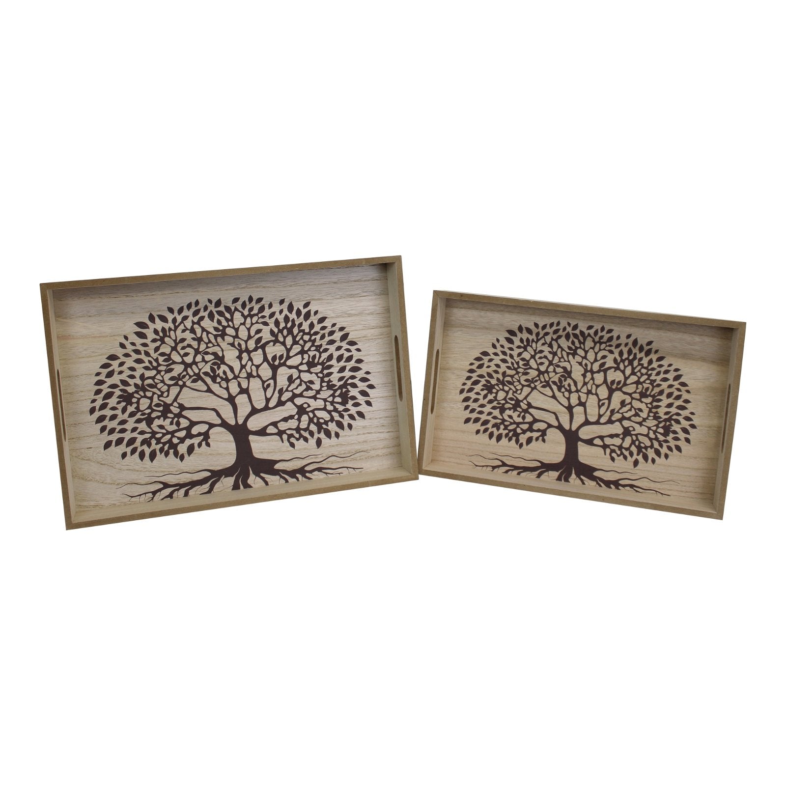 Set Of 2 Tree Of Life Wooden Trays Willow and Wine