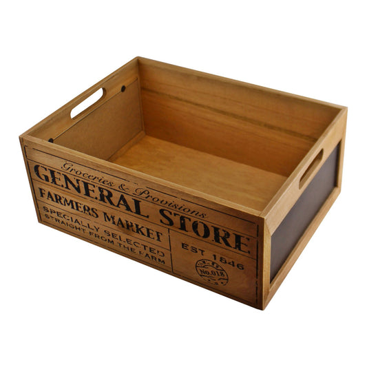 Set Of 3 General Store Chalkboard Storage Crates Willow and Wine