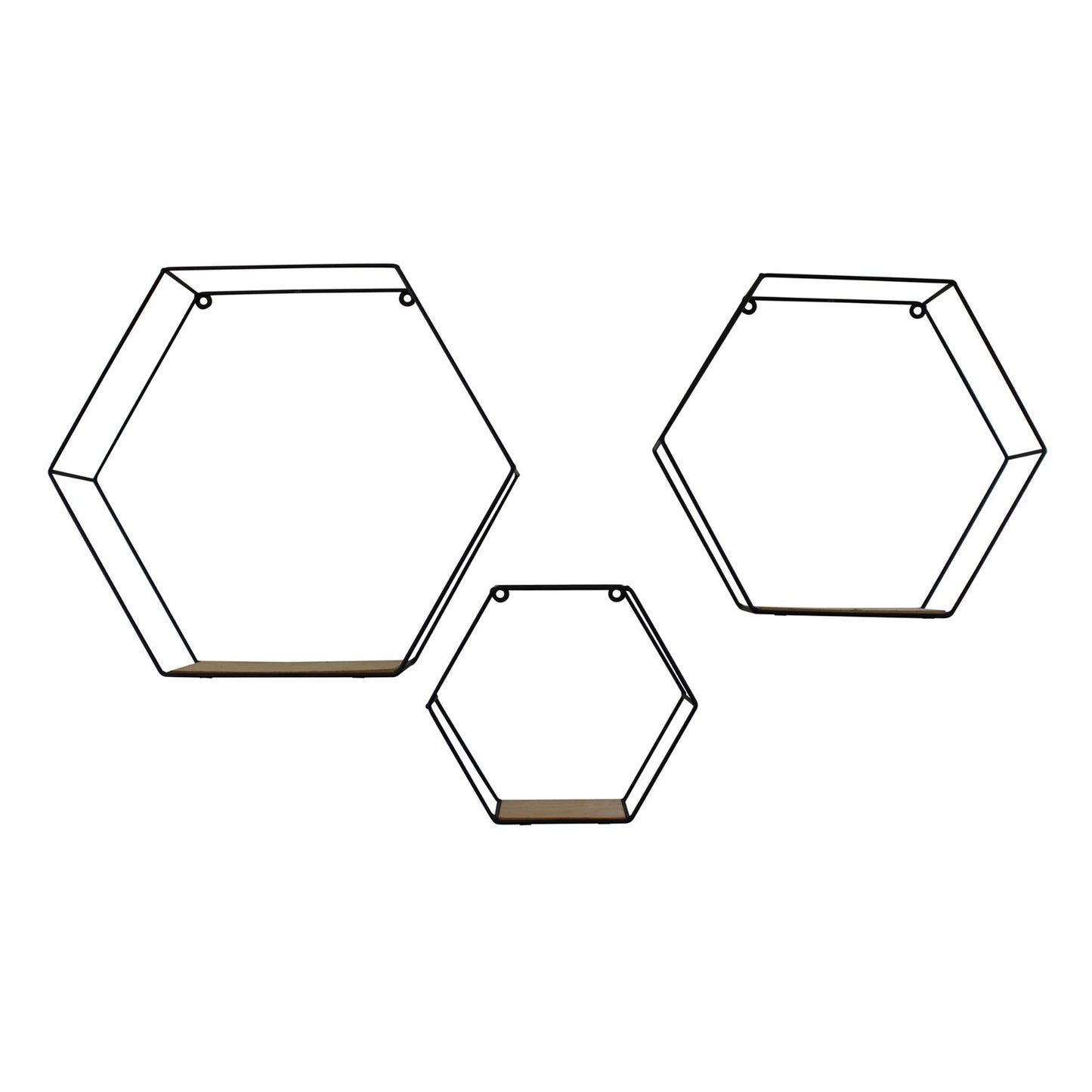 Set Of 3 Hexagonal Wall Shelves Willow and Wine