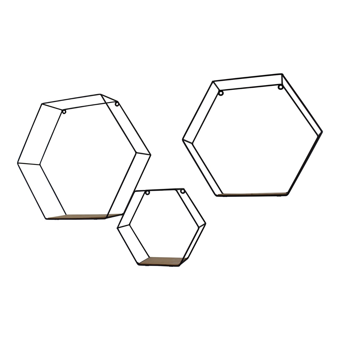 Set Of 3 Hexagonal Wall Shelves Willow and Wine