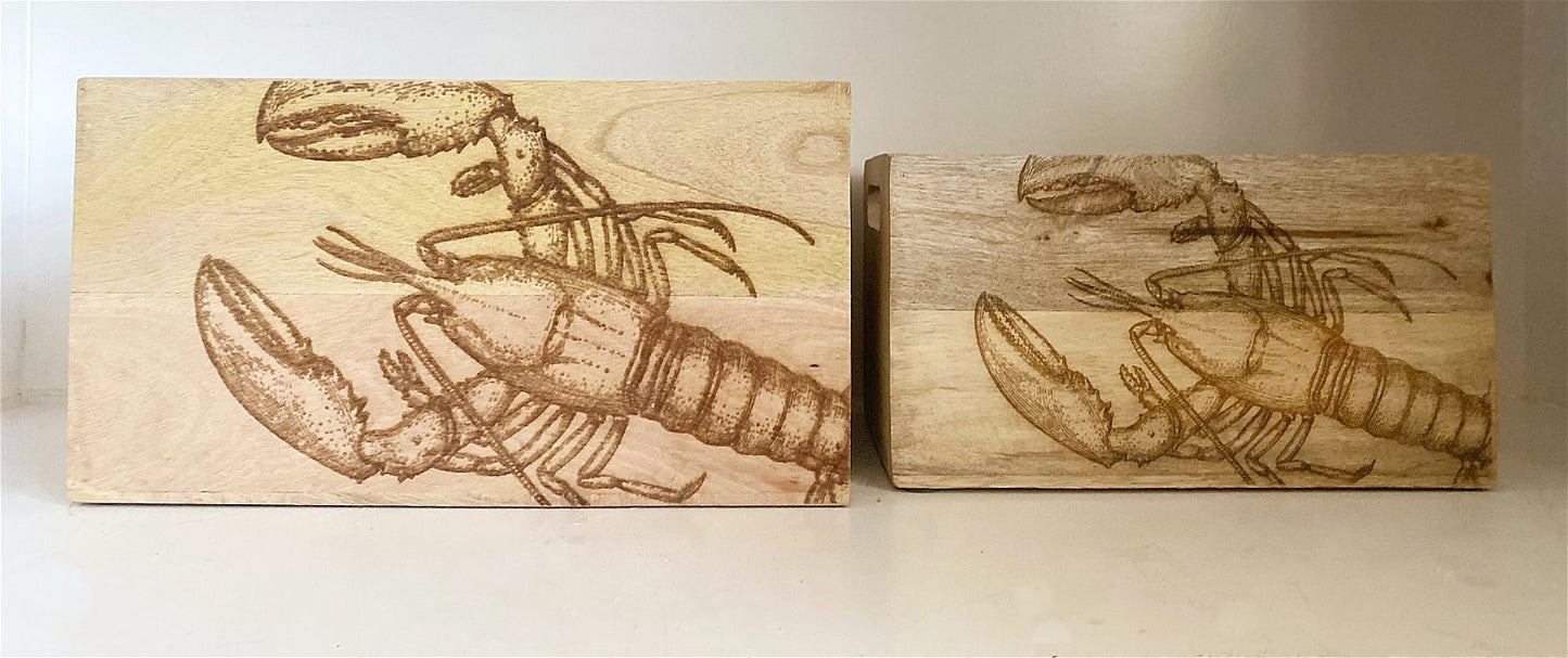 Set Of Two Engraved Lobster Crates Willow and Wine