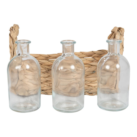 Set of 3 Vases With Grass Tray Willow and Wine