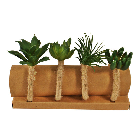 Set of 4 Faux Succulent Design Napkin Rings Willow and Wine