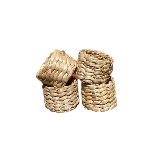 Set of Four Water Hyacinth Napkin Rings Willow and Wine