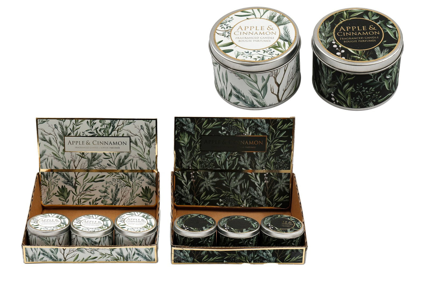 Set of Two Apple and Cinnamon Tin Candles Willow and Wine