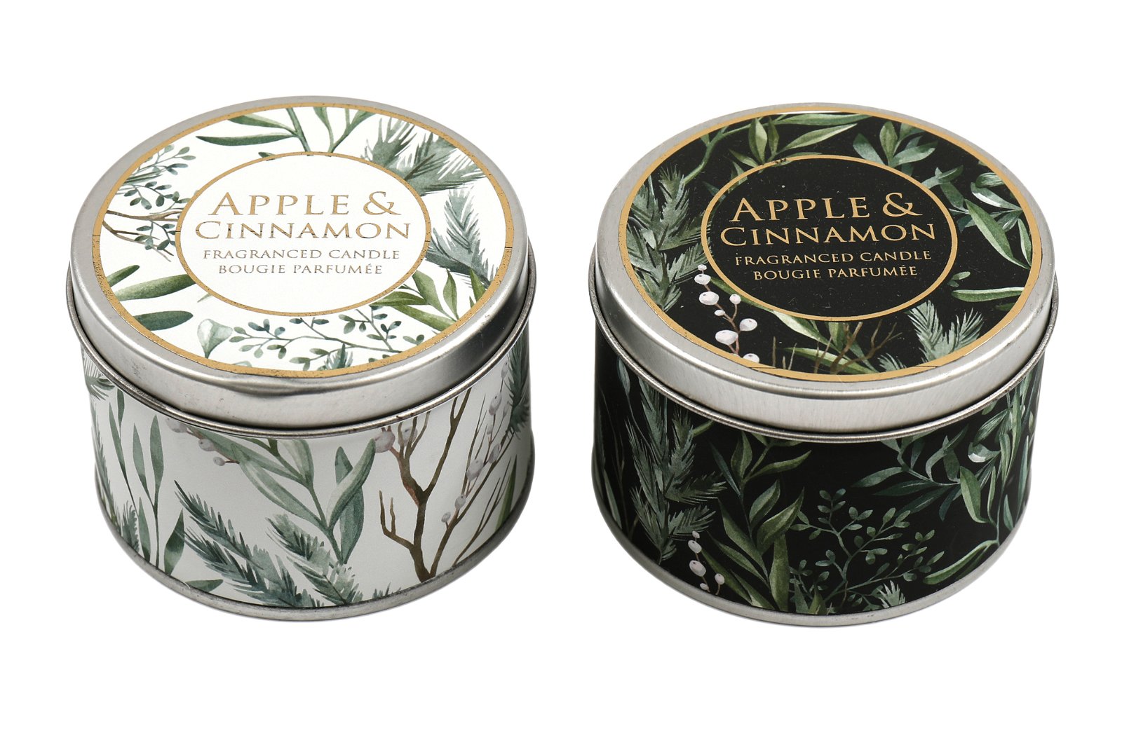 Set of Two Apple and Cinnamon Tin Candles Willow and Wine