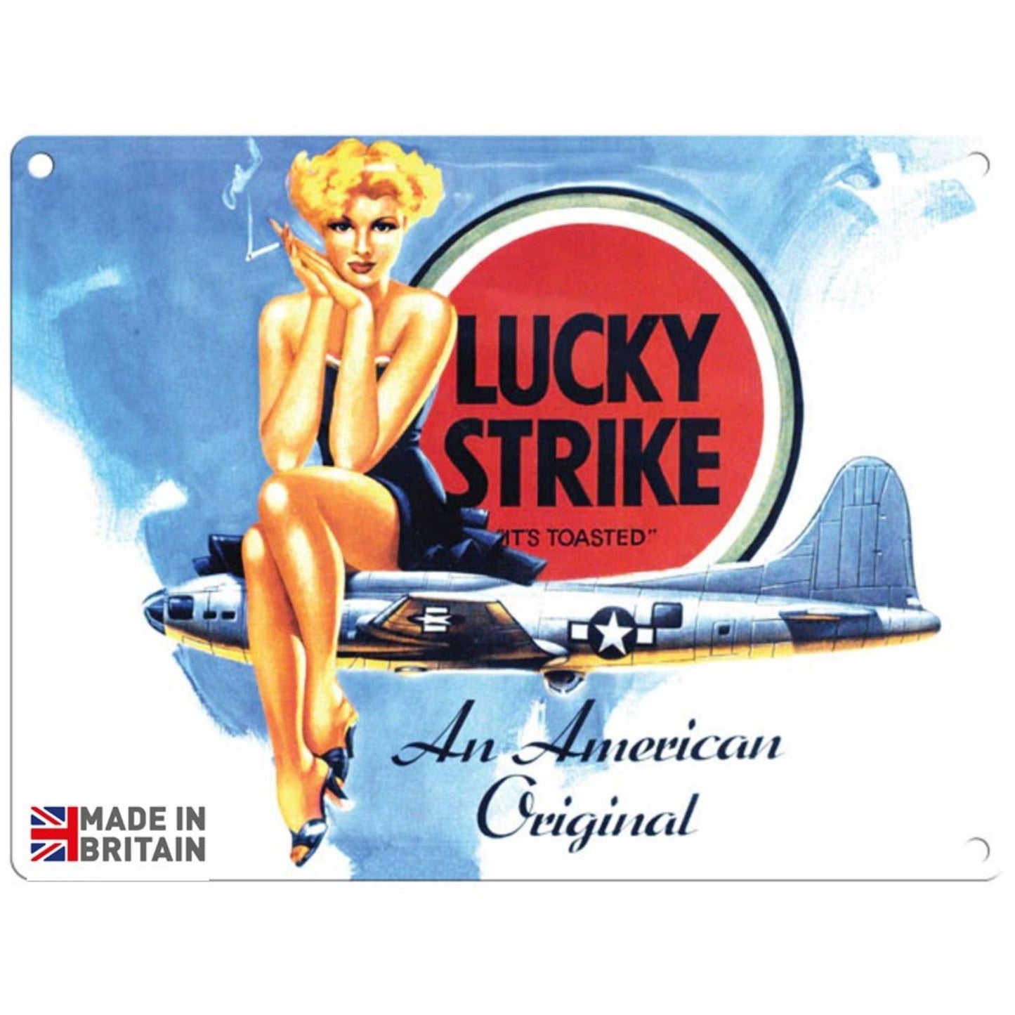 Small Metal Sign 45 x 37.5cm Vintage Retro Lucky Strike Cigarettes Willow and Wine