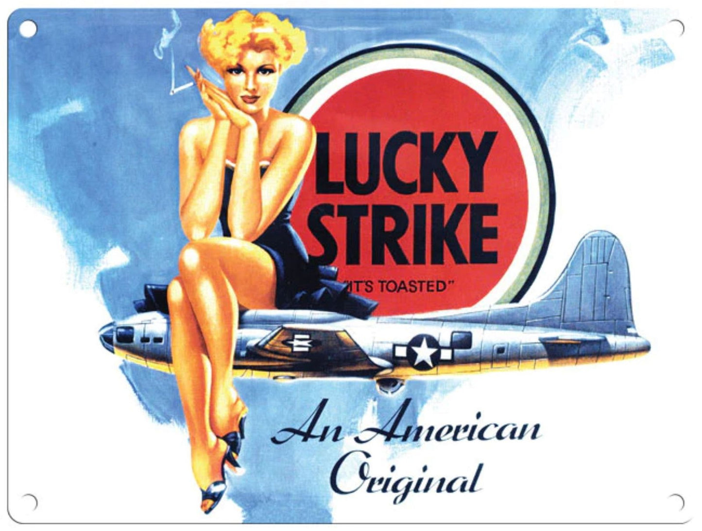 Small Metal Sign 45 x 37.5cm Vintage Retro Lucky Strike Cigarettes Willow and Wine