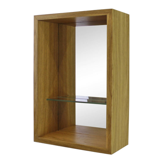 Small Veneered Mirror Shelf Unit, 31x21cm Willow and Wine