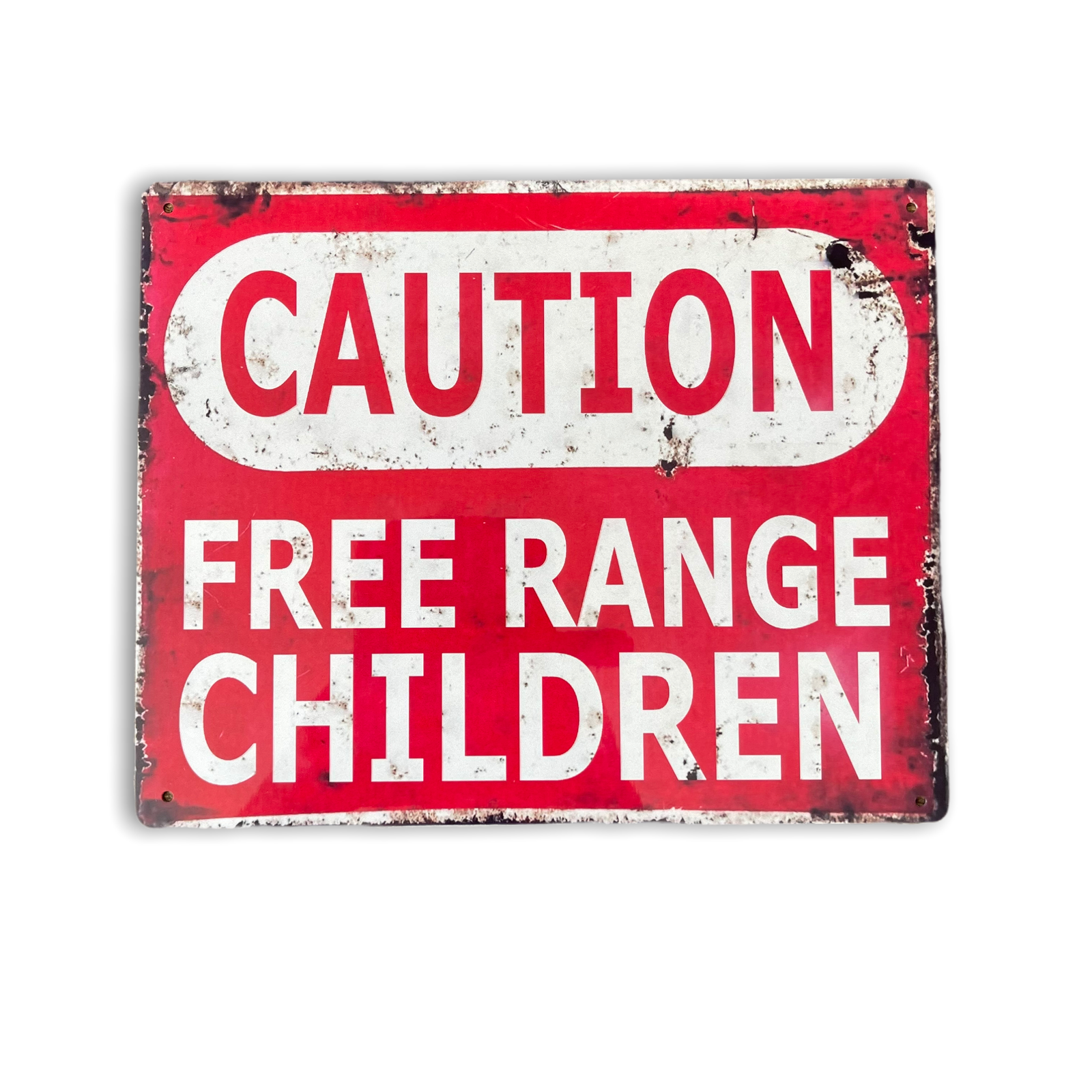 Vintage Metal Sign - Caution Free Range Children Wall Sign Willow and Wine
