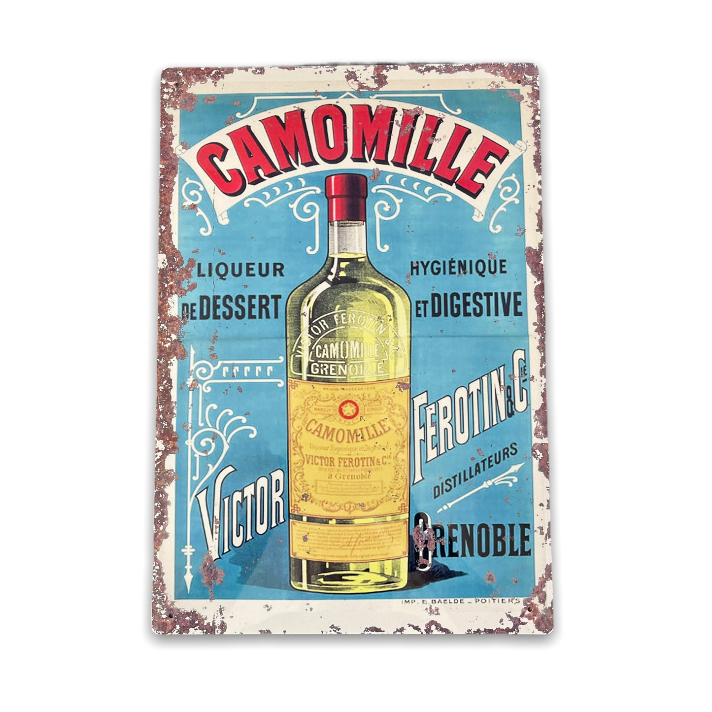 Vintage Metal Sign - Retro Advertising, Camomile Liqueur Willow and Wine