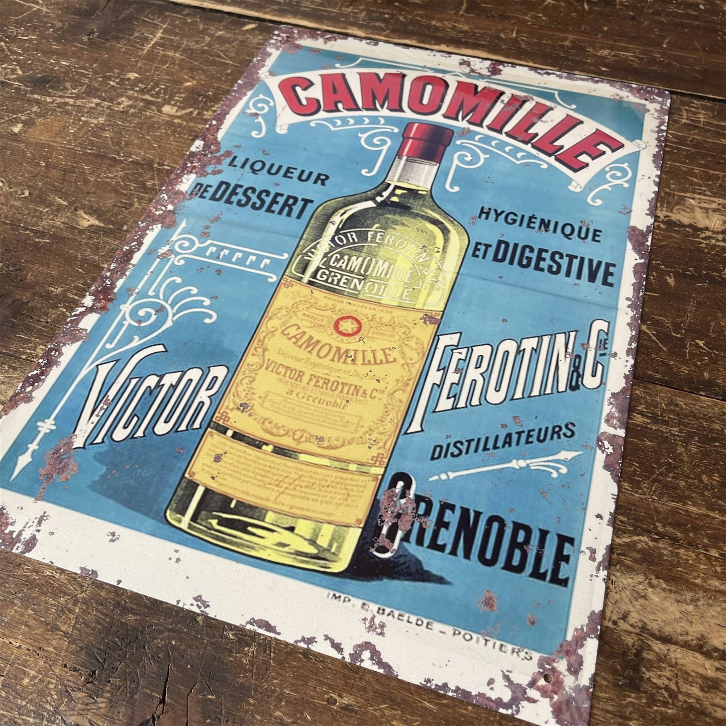 Vintage Metal Sign - Retro Advertising, Camomile Liqueur Willow and Wine