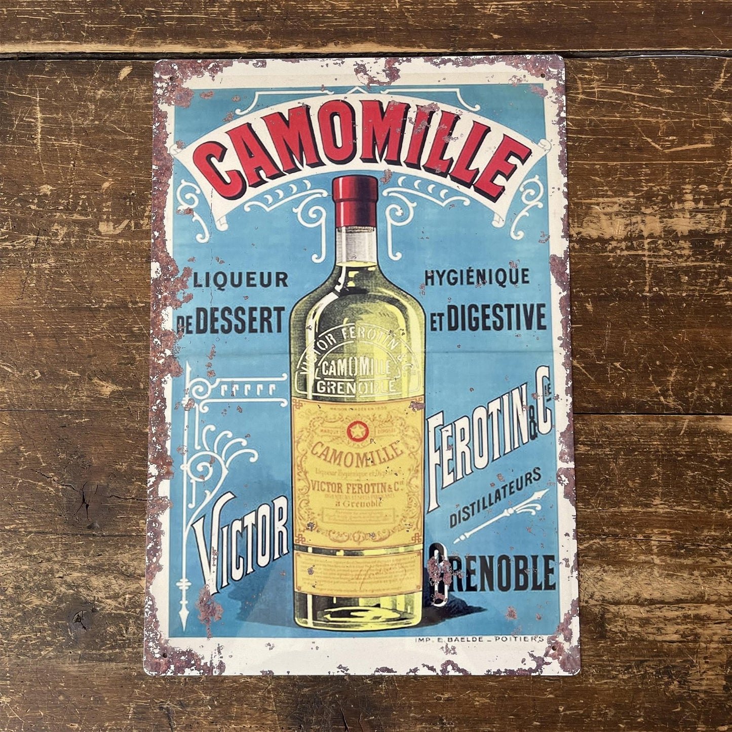 Vintage Metal Sign - Retro Advertising, Camomile Liqueur Willow and Wine