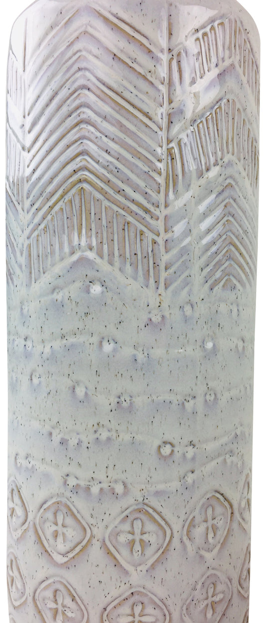 White Herringbone Textured Stoneware Vase 44cm Willow and Wine