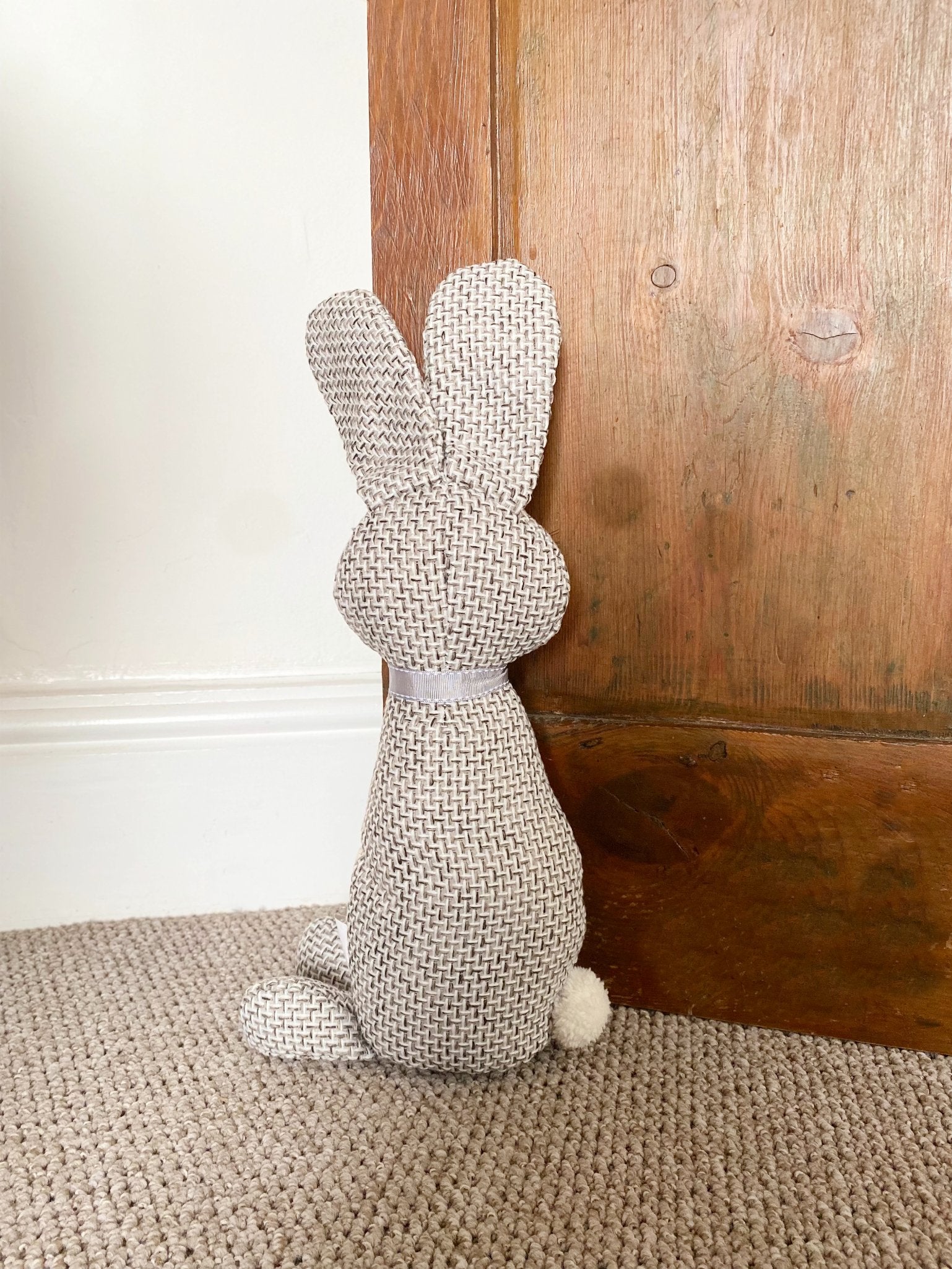 Woven Fabric Rabbit Doorstop Willow and Wine