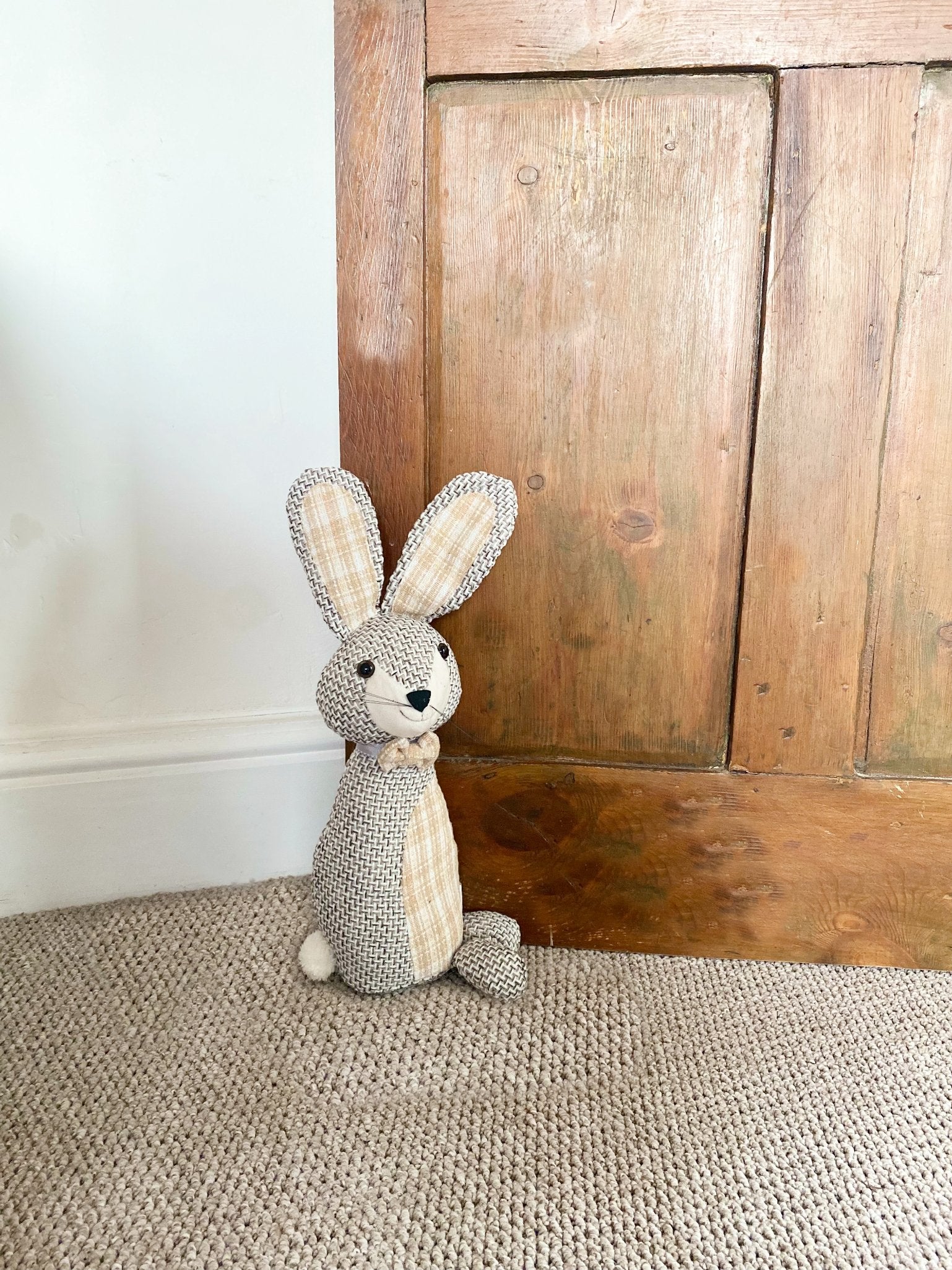 Woven Fabric Rabbit Doorstop Willow and Wine