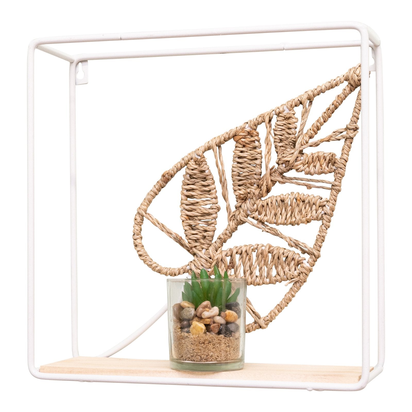 Woven Leaf Design Shelf 30cm Willow and Wine